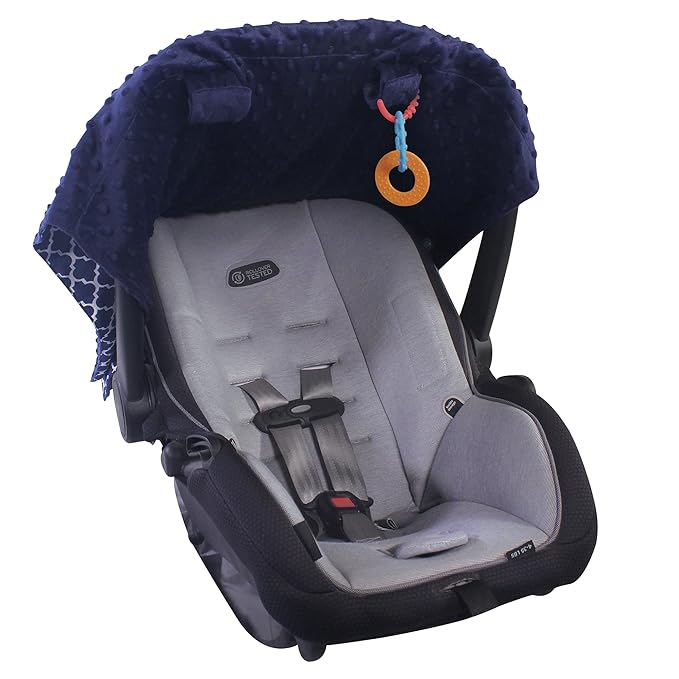 Hudson Baby Unisex Baby Reversible Car Seat and Stroller Canopy, Navy Trellis, One Size