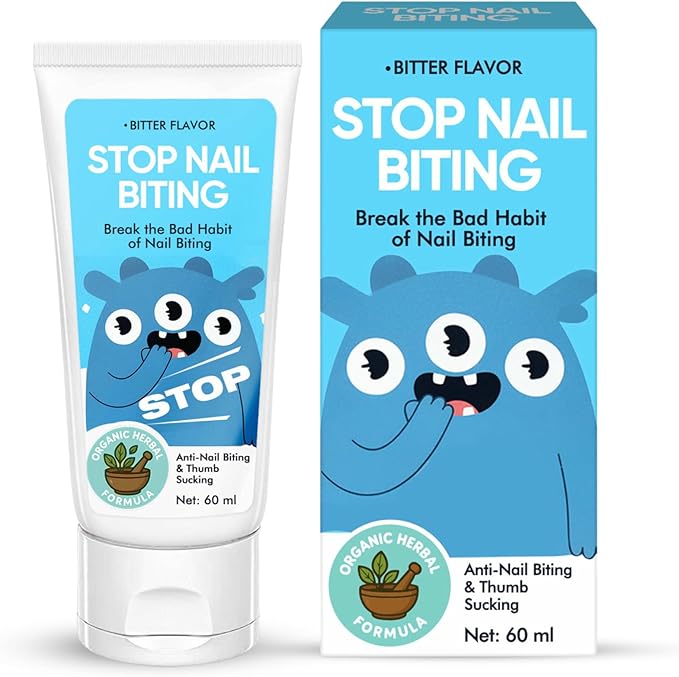Nail Biting Treatment for Kids, Nail Biting Prevention for Kids and Thumb Sucking Deterrent Cream to Stop Sucking Thumb, Natural Plant Bitter Formula, 60ML