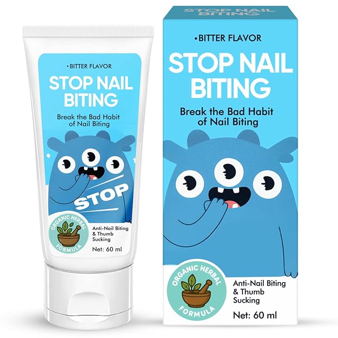 Nail Biting Treatment for Kids,Thumb Sucking Deterrent Cream, Nail Biting Prevention for Kids, Toddlers, Children Help Stop Sucking Thumb, Natural Plant Bitter Formula for Gentle Care, 60ML