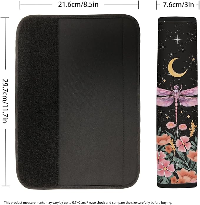 UNICEU Neoprene Soft Car Seatbelt Pads Protector Cover, Forest Floral Dragonfly Print 2 Packs Soft Car Safety Seatbelt Strap for Kids Adults