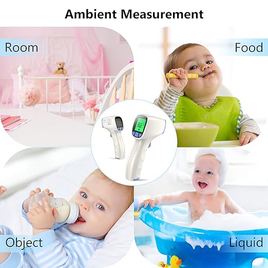 Forehead Thermometer, Non Contact Thermometer for Forehead and Object Surface Measurement with Instant Reading and Fever Warning for Kids and Adults (Sky Blue)