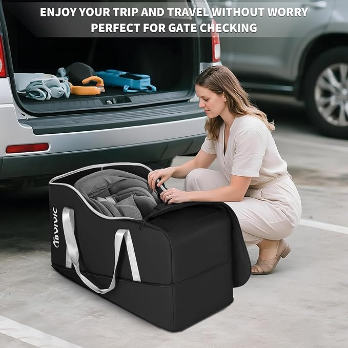 IBVIVIC Car Seat Travel Bag Compatible with UPPAbaby Aria and Mesa, Infant Car Seat Travel Bag Car Seat Cover for Travel (Black)