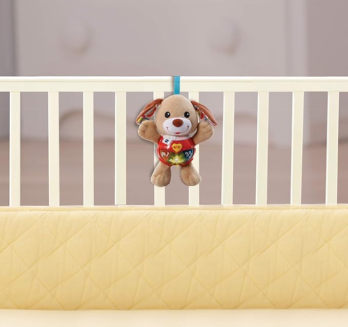 VTech -Baby Small Interactive Plush Dog with Songs Voices and Activities That Stimulate Baby in Different Aspects Development Motor, Language and Sensory, Brown (3480-502322)