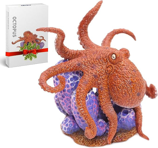 Gemini&Genius Octopus Toys for Kids, Realistic Octopus Action Figure, Marine Animal Figurine Toy, Under The Sea Life Figure Educational Gift, Display and Play Toy, Collection Toys for Kids