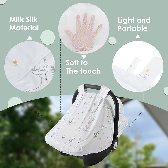 Baby Car Seat Cover, Infant Carrier Canopy for Boys Girls with Two Way Zipper Windproof 3 Modes with Extra Large Mesh Window for Stroller Car Seat (Style 2)