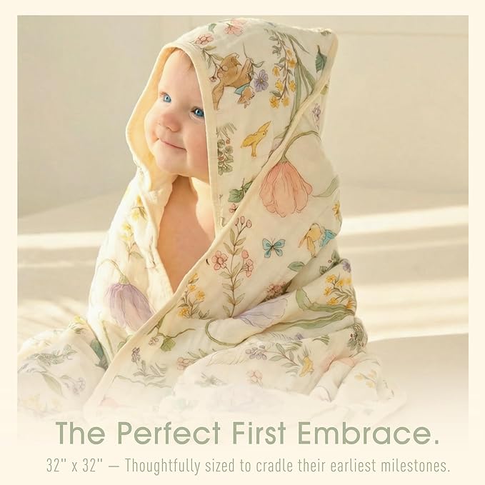 4-Piece Ultra Soft Muslin Baby Towel Set - Ideal for Bath & Beach, (32x32 inches)