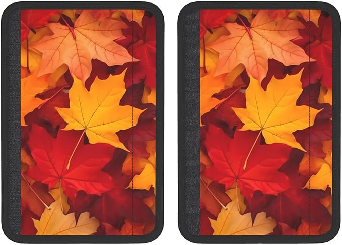 Autumn Leaves Print Seatbelt Pads Fits Cars Trucks SUV Sedans Sweat Absorption Car Seatbelt Strap Cover, Fall Auto Interior Accessories Protector