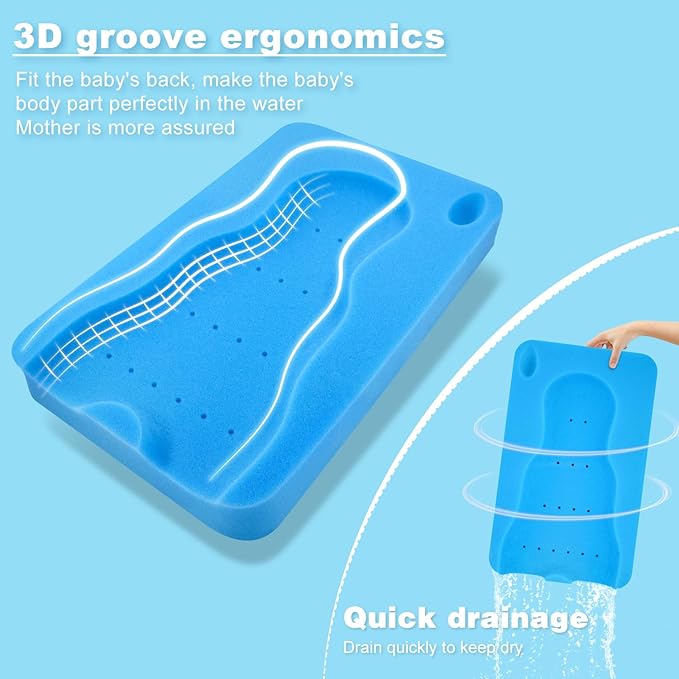 Baby Bath Sponge Soft Infant Bath Mat Newborn Cushion Odor Free (Blue)