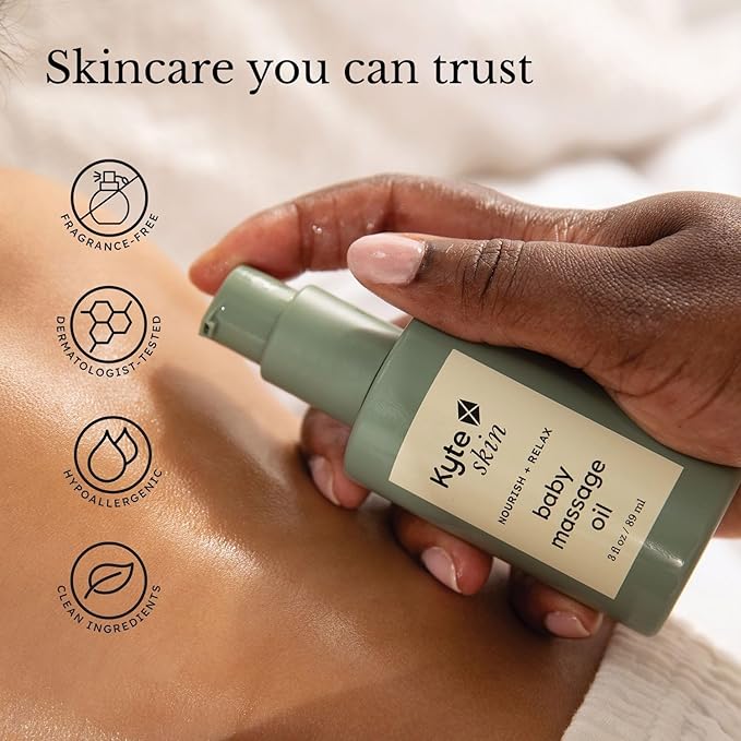 KYTE BABY - Kyte Skin Baby Massage Oil, 100% Botanical Blend, Nourishing, Calming, Promotes Sleep and Digestion, Free from Mineral Oil, Synthetic Fragrance, Silicone, and Parabens