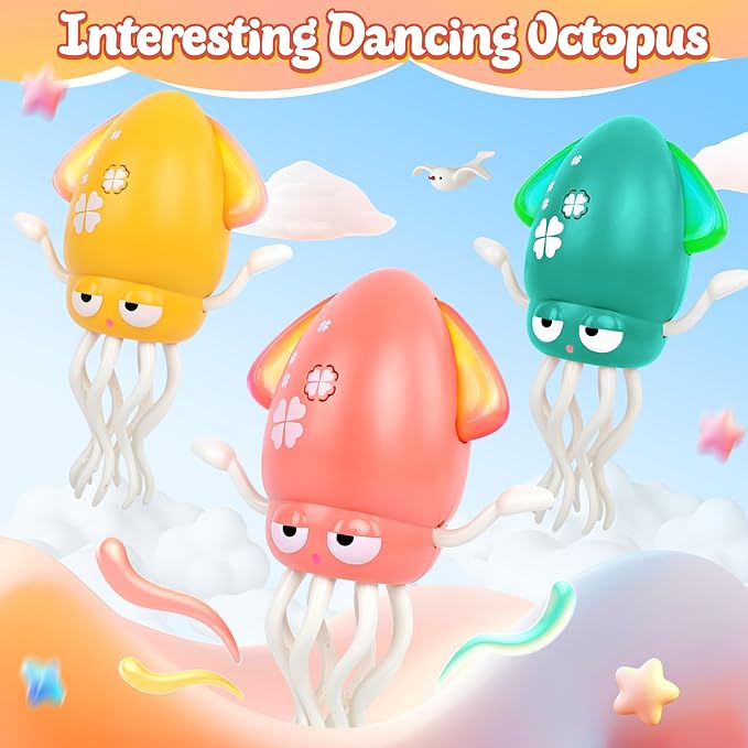 Sachie Dancing Octopus Baby Toy – Electric Crawling Octopus with Music & Lights, Rechargeable Sensory Toy for Infants & Toddlers, Fun Learning Gift for Boys & Girls(Pink)