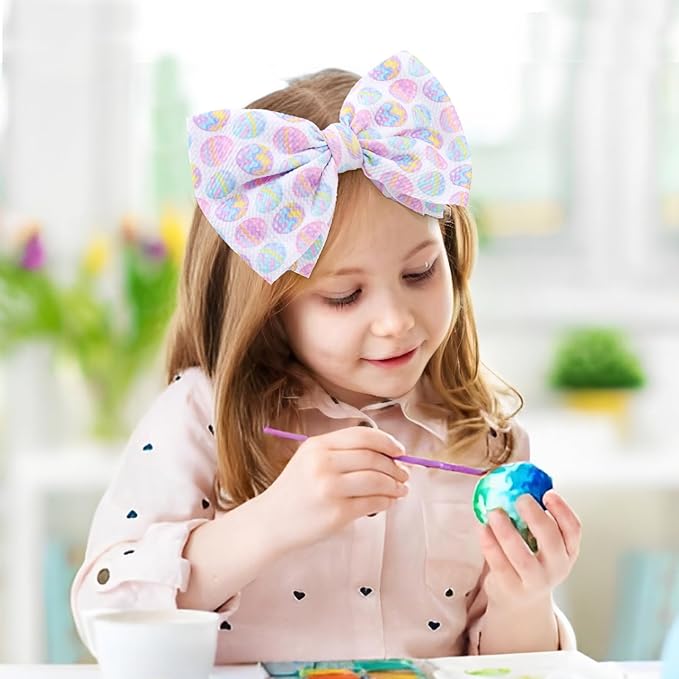 Easter Bows for Girls Hair Bows Bunny Headband 6-12 Months Easter Eggs Headbands for Girls Toddler Hair Accessories Infant Big Bows Elastics Hairbands