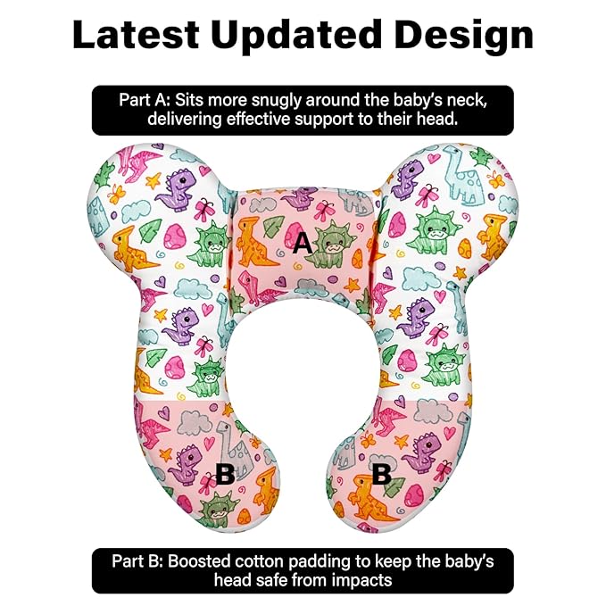 Baby Neck Pillow - Upgraded Baby Support Travel Head Pillow, Portable Headrest for Toddlers & Children for Car Rides, Planes, Road Trips (A6)