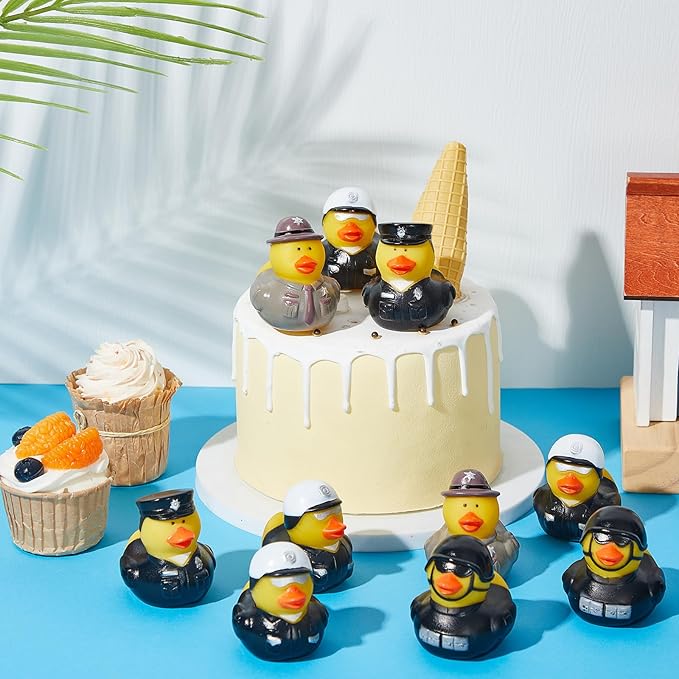 Deekin 24 Pcs Police Rubber Ducks Bulk 2 Inch Rubber Ducks Party Favor 250th Anniversary Decorations for Birthday Pool Party Occupation Cosplay 250th Anniversary