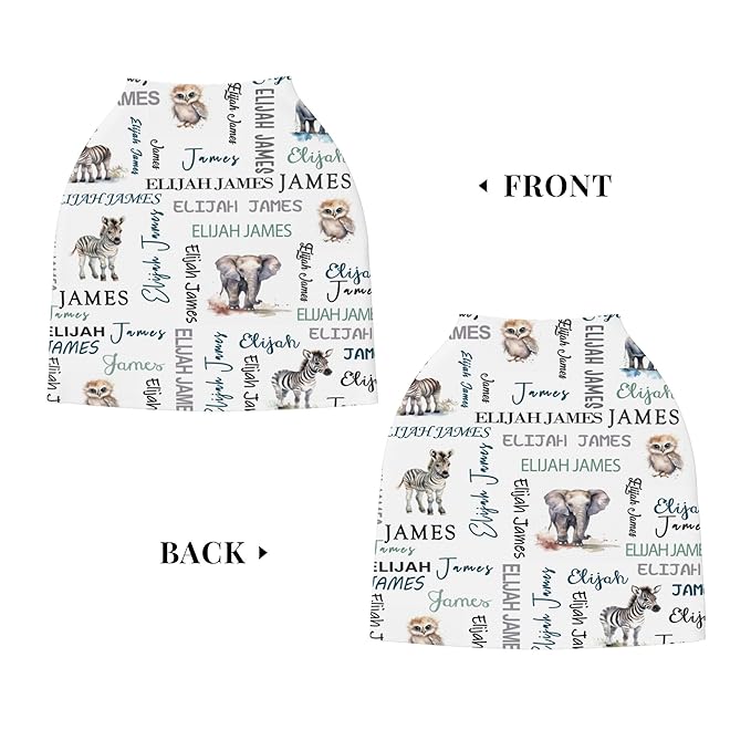 Personalized Baby Car Seat Covers for Babies, Custom Woodland Nursing Breastfeeding Carseat Canopy with Name, Infant Stroller Covers for Newborn Girls Boys, Breathable Carseat Cover