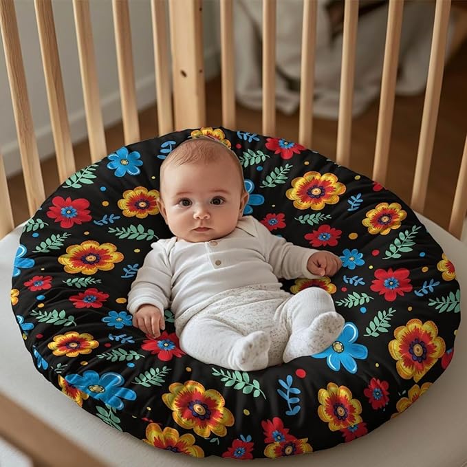 Newborn Lounger Cover, Soft Newborn Lounger Pillow Cover Comfortable Lounger Cover for Boys Girls Removable Infant Nest Pillow Slipcover Infant Lounger Cover Hippie Flower