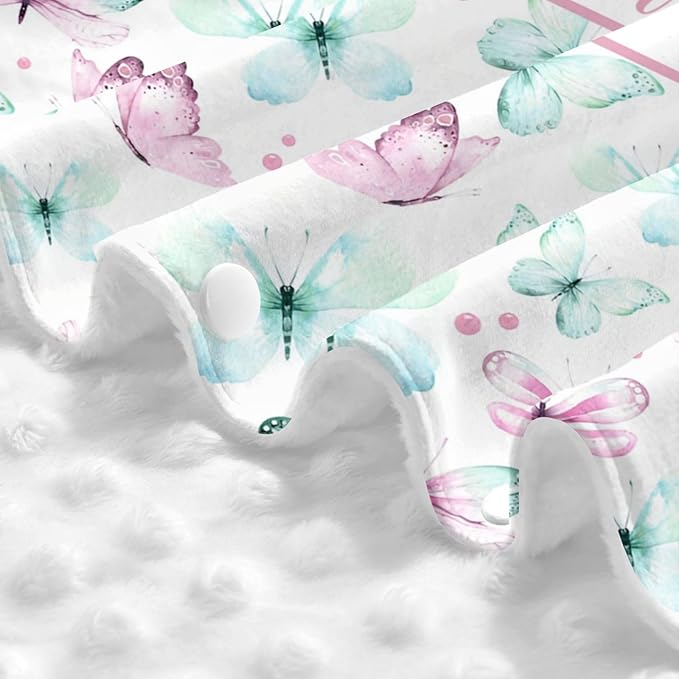 Custom Baby Car Seat Canopy for Babies with Name, Personalized Stroller Car Seat Covers for Girls, Butterfly Minky Nursing Carseat Cover for Breastfeeding, Car Seat Canopies for Newborn