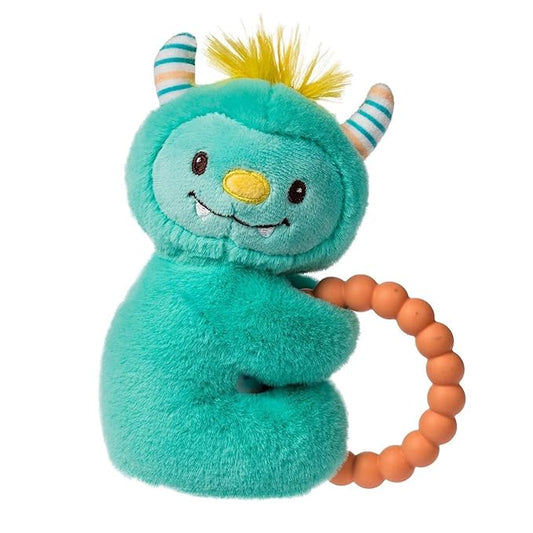 Mary Meyer Soft Baby Rattle with Soothing Teether Ring, 6-Inches, Mookie Monster