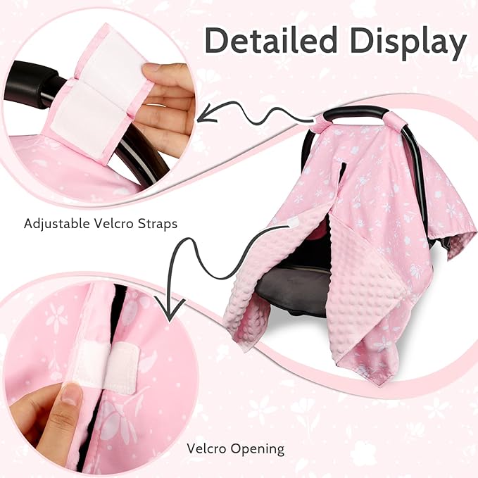 ManFaiSky Car Seat Cover Baby, Soft Carseat Covers Baby Girl, Multi-Use Nursing Cover & Infant Carseat Canopy, Pink