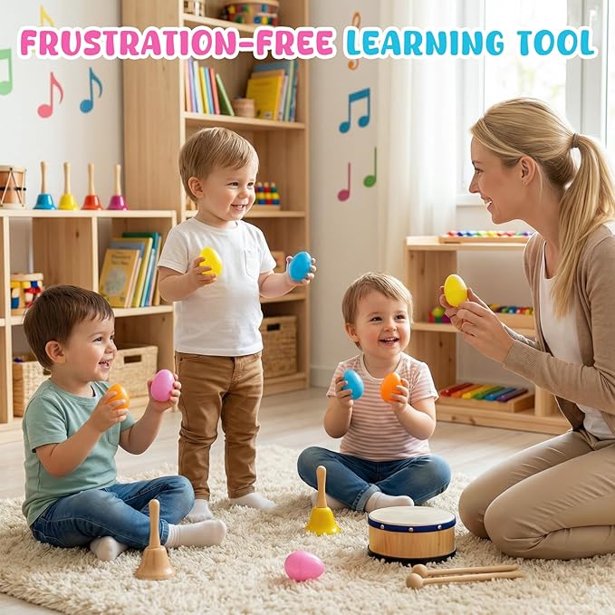 LovesTown 8PCS Plastic Egg Shakers, Musical Instruments for Kids Plastic Egg Toy Maracas for Toddlers Hand Percussion Musical Eggs Easter Basket Stuffers