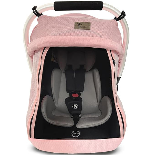 CarSeat Covers for Babies - Universal Baby Car Seat Covers for Girl Summer Infants Carseat Covers Breathable with Inner Bug Nets Covers Dustproof Privacy Shade Protection Baby Covers with Hoop