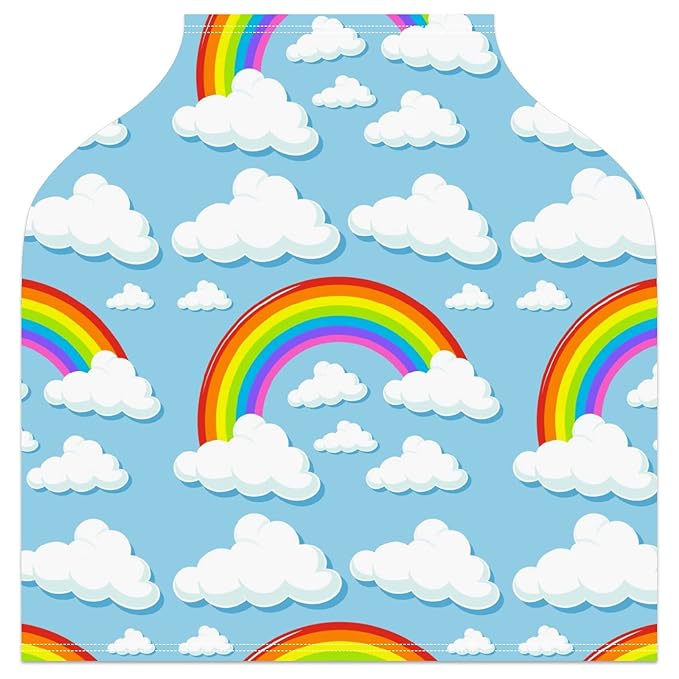 Baby Car Seat Stroller Covers Rainbow Clouds Nursing Cover Breastfeeding Scarf Soft Breathable Stretchy Coverage Carseat Canopy Cover for Boys and Girls Soft Breathable Multi Use