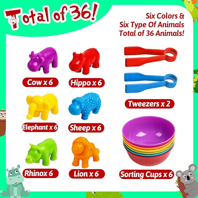 Counting Dinosaurs Toys Matching Games Sorting Learning Activities Preschool Manipulatives Montessori Fine Motor Skills Toys for 3 4 5 Years Old Boy Girl Kids Toddler