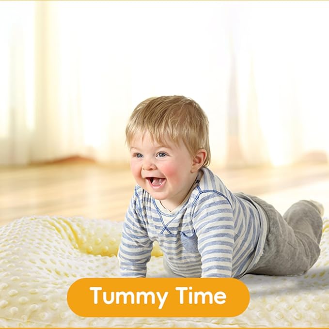 Baby Lounger for Newborn,Baby Play Mat Tummy Time Soft and Breathable Cotton for Playtime & Learnning,Babies Essentials Gifts Home Travel 0-12 Months(Yellow Bean)