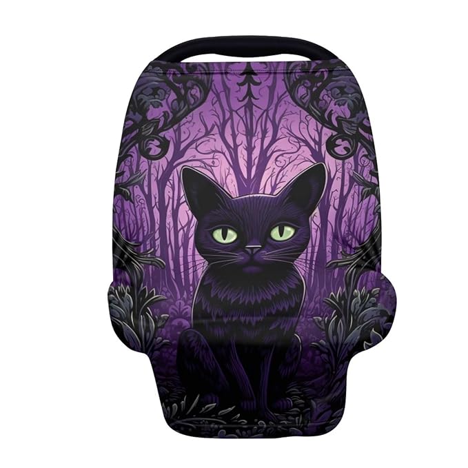 HUIACONG Halloween Baby Car Seat Cover for Boys Ghost Garden Infant Carseat Cover Girls Witch Cat Nursing Covers Scarf Gifts for Baby Travel Essential