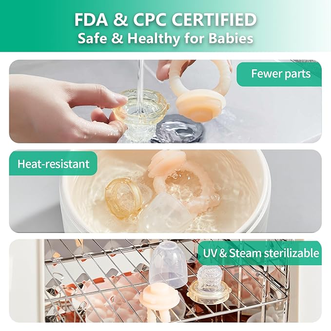 Baby Fruit Feeder& Teether with Freezer Tray Combo, BPA-Free Silicone Food Feeder for 4+ Months, Breastmilk Popsicle Molds for Teething Relief, Dishwasher Safe Baby Food Freezer Tray with Lid