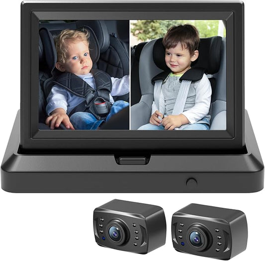 Itomoro Dual Car Camera Baby Monitor, 1080P Baby Car Camera with 2 IR Night Vision, Easily Install with Crystal Clear Wide View for Rear Facing Seat
