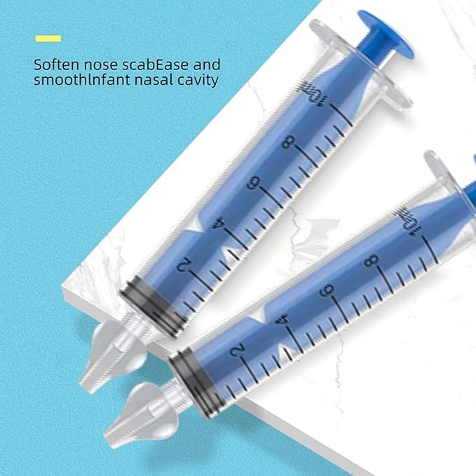 Silicone Baby Nasal Aspirator,Syringe Nasal Irrigator,10ml Nasal Irrigator Portable Infant Nose Cleaner Nose Aspirator with Cleanable (Blue)