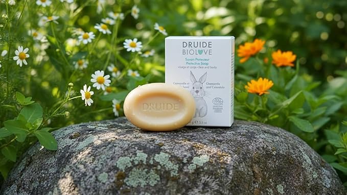 BioLove Protective Baby Soap Bar, Ultra-Gentle Care Bath for Sensitive Skin Calming,Reduces Inflammation Vegan – 100 g (3.5 oz Size Lavender, Chamomile Made in Canada by Druide