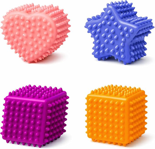 Soft Spiky Sensory Balls - Montessori Toys Baby Balls 6 to 12 Months Textured Geometric Shapes for Babies' Sensory Development,Massage Sensory Ball for Toddlers 1-3 Bright Colors Easter Gifts