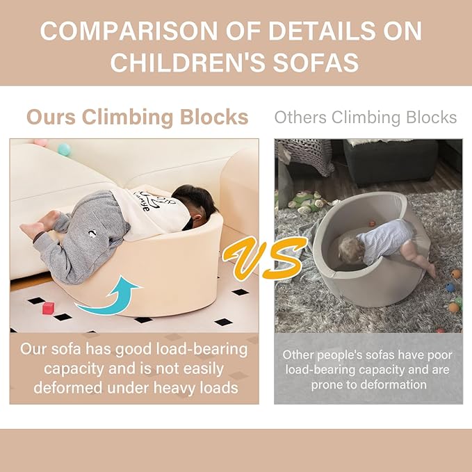 Tiita Baby Climb and Crawl Playset 5-Piece, Kids Foam Climbing Block with Small Ball Pit - Indoor Soft Play Climber for Playtime Fun, Grey Star