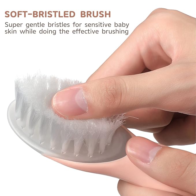 Baby Hair Brush and Comb Set Massage Scalp Brush for Newborn and Toddler 1Set (Pink)