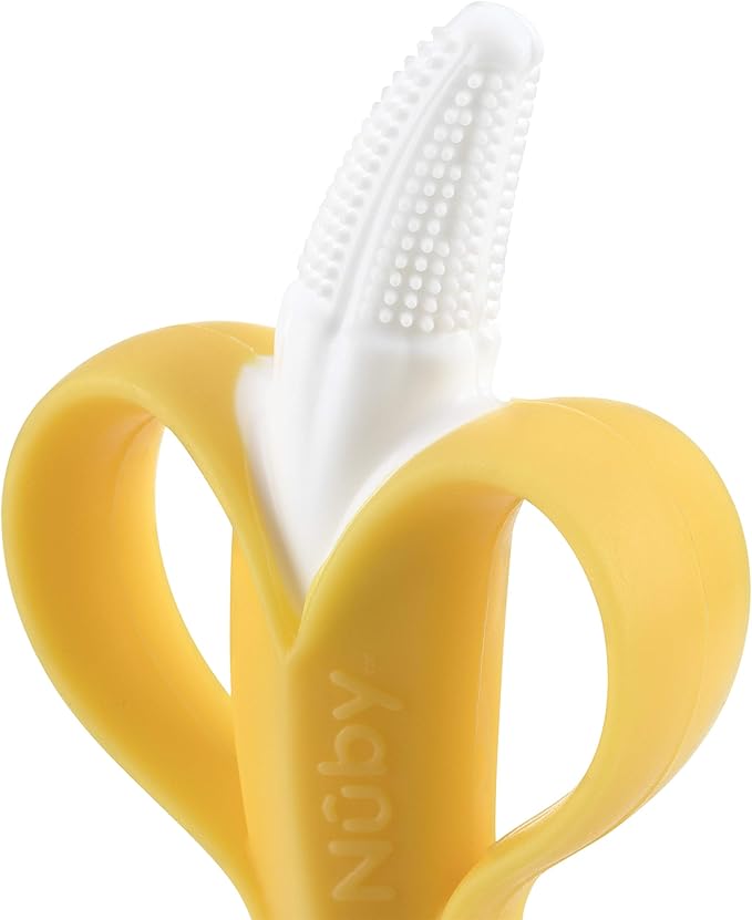 Nuby Nananubs Banana Massaging Teether – Baby Teething Toys 3 Months and Up, Silicone Teether for Sore Gums, Infant Toy, Baby Essentials, Brush, Travel Accessory, Gift for Babies (Pack of 16)