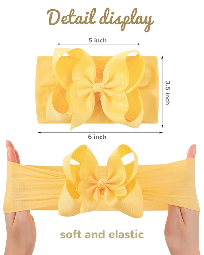 doboi 12PCS Baby Girl Bows Baby Headbands Ribbon Bow Nylon Headbands Hair Accessories Big Baby Bows for Baby Girls Infant Newborn Toddler