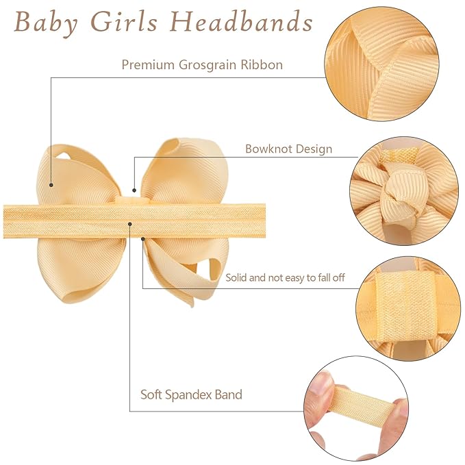 CellElection 30 Colors Baby Girls Headbands 6Inch Big Bows Elastic Hair Bands Headbands Hair Accessories for Newborns Infants Toddlers Kid