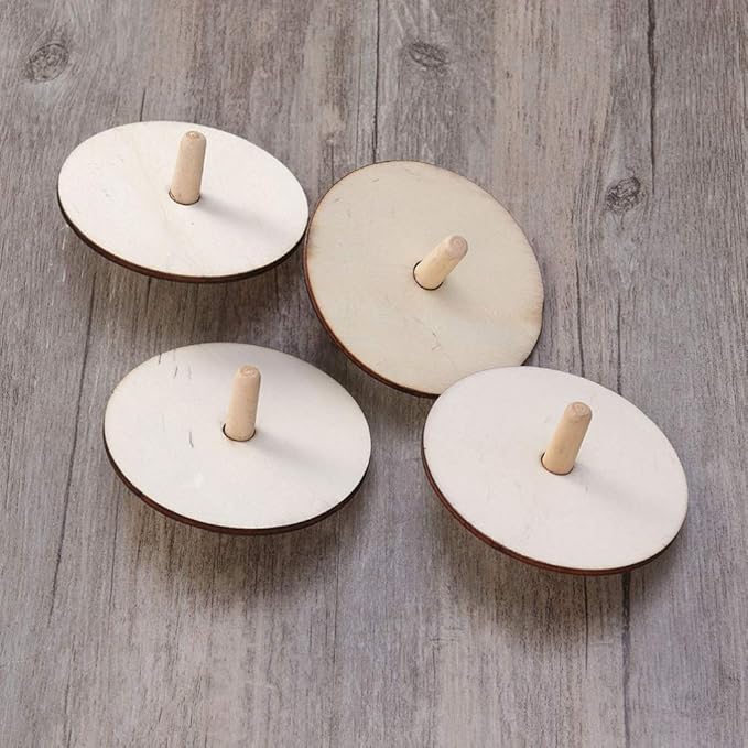 balacoo 20Pcs Wooden Spinning Tops for Kids DIY Gyroscope Toy Set with Paintable Unfinished Tops 2.75 Inch Creative Craft for Hand-Eye Coordination and Motor Skill Development