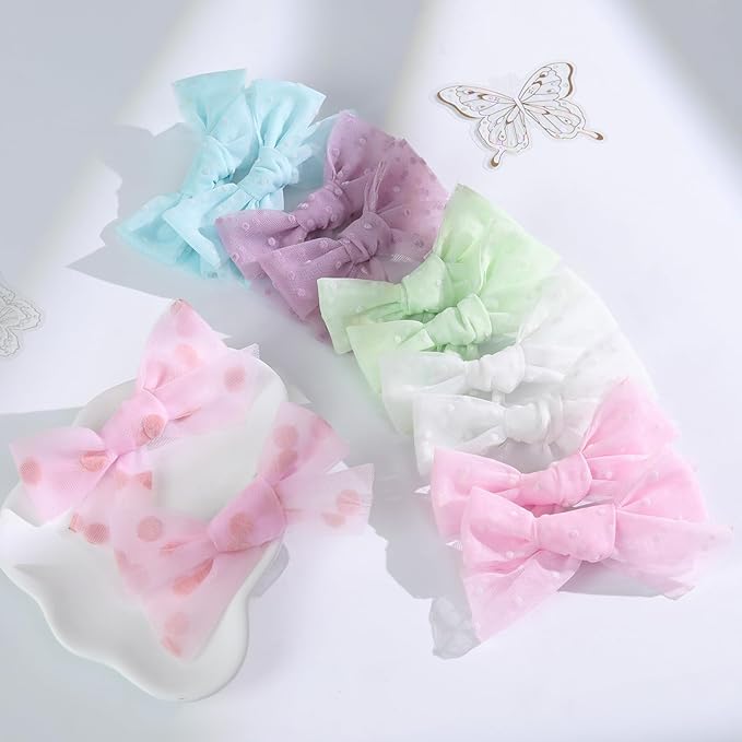 40Pcs Tulle Hair Bows Clips for Girls, Oaoleer Toddler Pigtail Bows Ponytail Hair Barrettes Accessories for Infant Toddlers Kids in Pairs