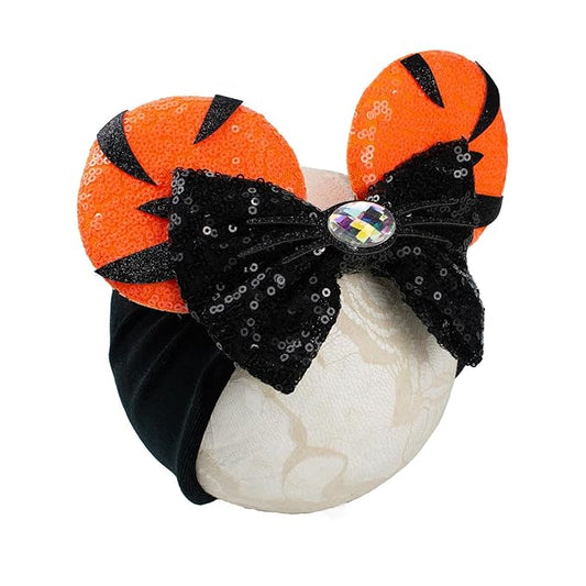 JIAHANG Baby Girl Halloween Mouse Ears Turban Headwrap with Sequin Bows, Wide Velvet Hairband, Hair Bow Headband for Newborn Toddler, Kids, Party Supplies