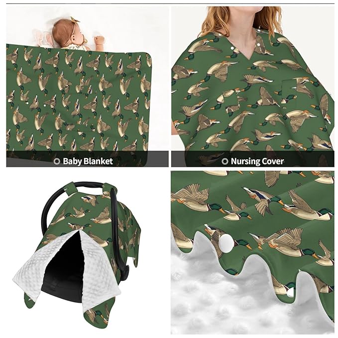 Mallard Ducks Flying Baby Car Seat Canopy Nursing Cover for Newborn Car Seat Breastfeeding Covers Blanket Newborn Shower Gift