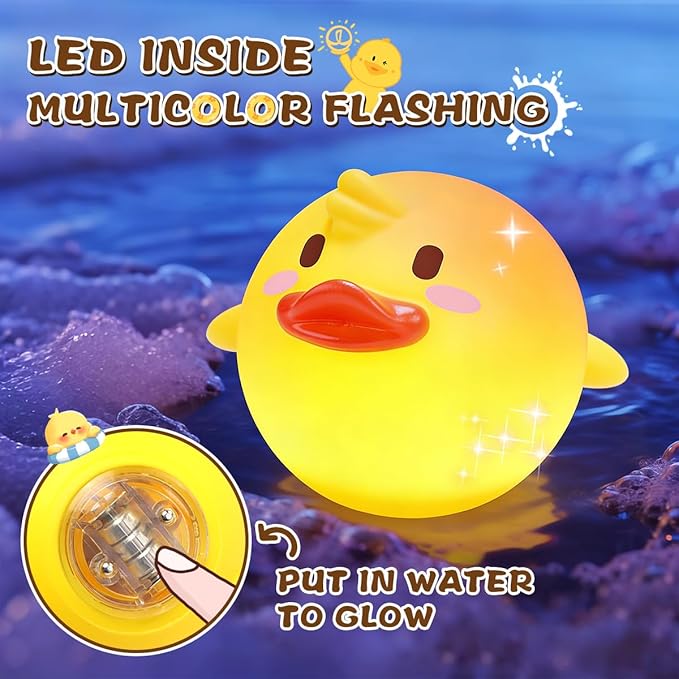 8Packs Light-up Floating Baby Bath Toys Set, Water Bathtub Shower Pool Swimming Toy for Boys Girls, Flashing Colourful LED, Kids Birthday Christmas Toy Gifts