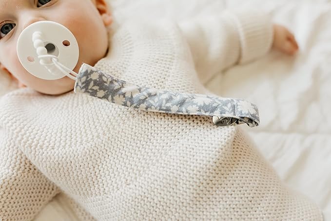 Copper Pearl Pacifier Clip 3-Pack: Premium Knit Binky Clips for Baby Girls and Boys - Stylish Stainless Steel Pacifier Holder Clip - Baby Pacifier Clips for No More Floor Drops - Lacie