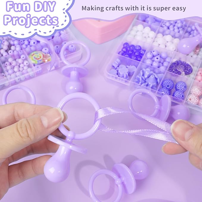 50 Pacifiers for Baby Shower Game Girl, 2.75’’ Plastic Pacifiers Baby Shower Game, Bulk Baby Shower Pacifiers for Gender Reveal Baby Shower Decoration DIY, Table Scatter, Baby Shower Favors (Purple)