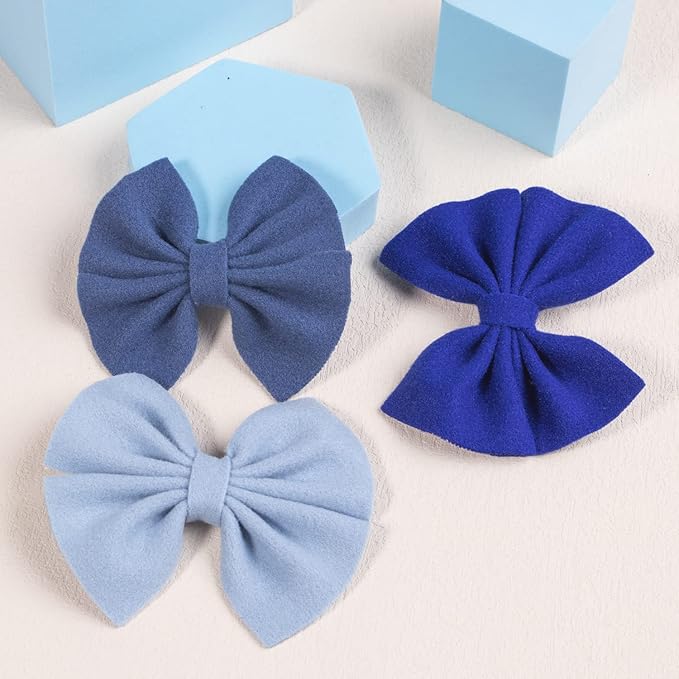 XIMA 30PCS Girls Hair Bows Clips Felt Woolen Hair Accessories Handmade Cotton Hair Bow for Toddler Girls Infants Kids and Teens 30Colors
