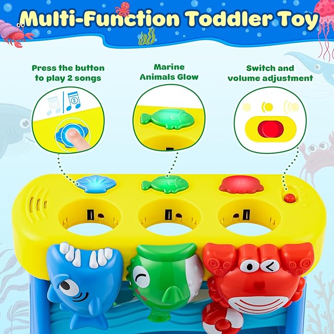 V-Opitos Musical Toys for 1, 2 Years Old Boys & Girls, Feeding Interactive Toddler Toys for Baby 12-18 Months, Montessori Education Toys, Perfect Christmas Birthday Gifts