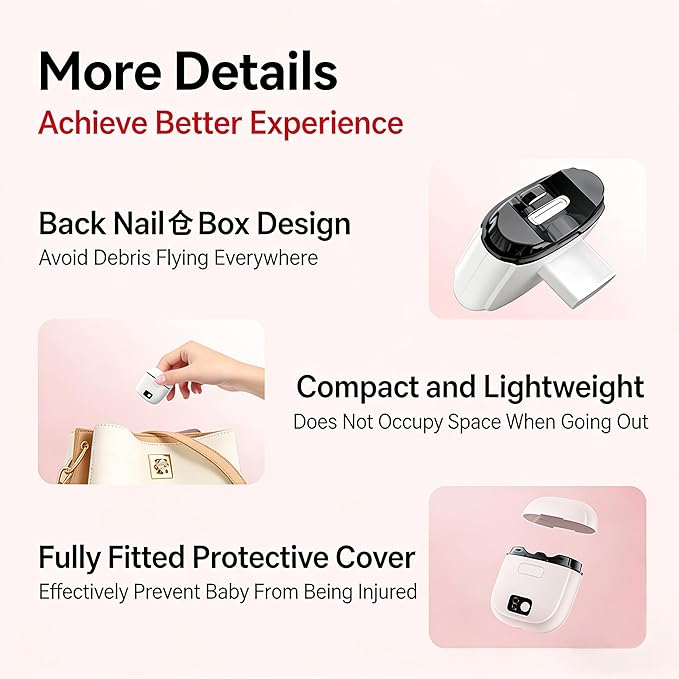 Electric Nail Clipper, 3-Speed Rechargeable Nail Trimmer with LED Light Quiet Motor & Nail Debris Collector, Automatic Safe Fingernail and Toenail Cutter for Babies Kids Adults Seniors