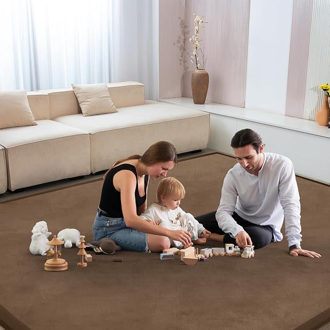 Baby Play Mat for Floor Nursery Rug Muscle Mat Area Rug Playroom Rug 59"x71" Playpen Mat Memory Foam 1.3" Thick Crawling Mat for Babies,Toddlers, Infants, Kids,Chestnut