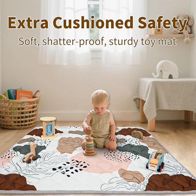 Baby Mat for Floor, Gentle Monster 50x50 Cushioning Padded Baby Playpen Mat, Non-Slip and Machine Washable Crawling Mat for Infants, Babies, Toddlers to Play and Learn Boho Design
